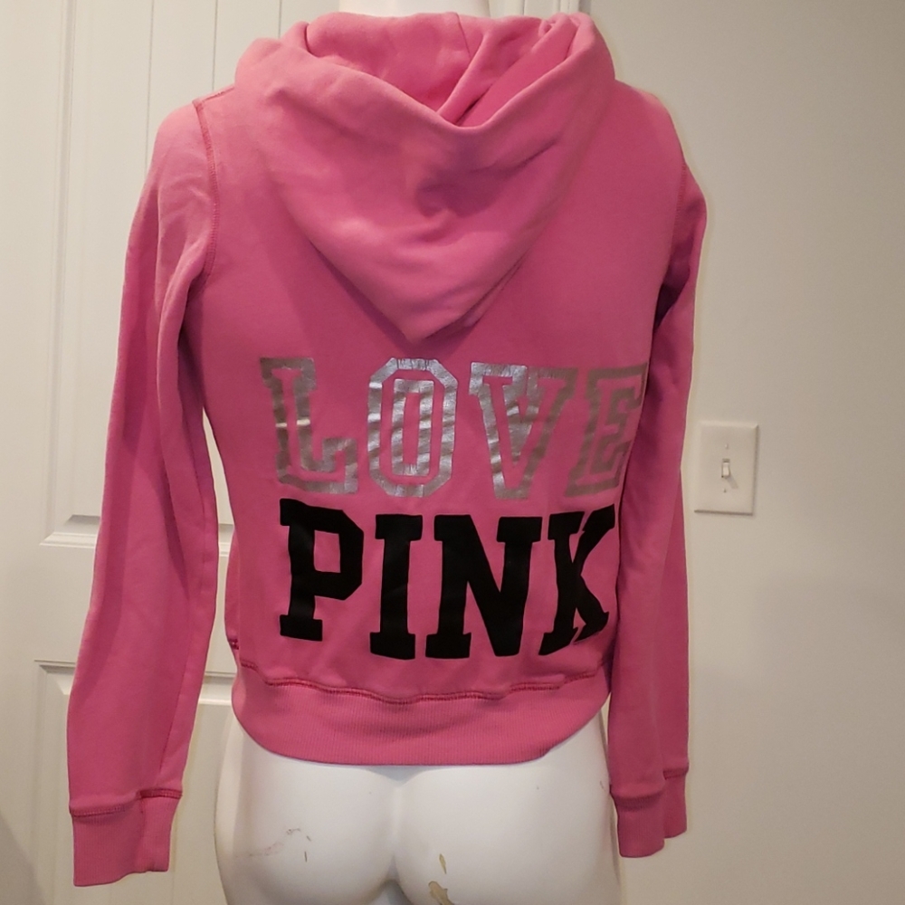 Used Women's Pink zip up sweatshirt hoodie medium - Picture 4 of 7